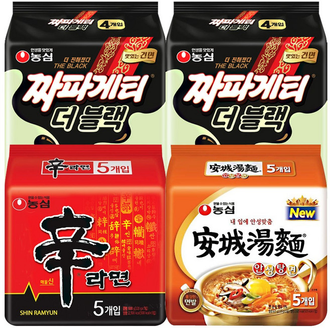 짜파게티 더블랙 8입 신라면 5입 안성탕면 5입 총 18입, 1개