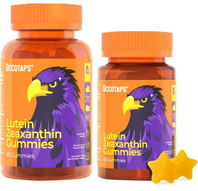 루테인 제아잔틴 구미 20mg 블루베리 무설탕 블루라이트 차단 지원 한 눈과 일상 눈 건강에 이상적 Occotaps, 45개 (2팩)