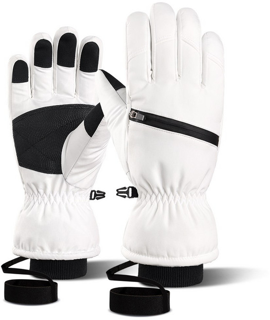 오제로 카드수납 스마트터치 스키 보드 장갑, 화이트, 1개