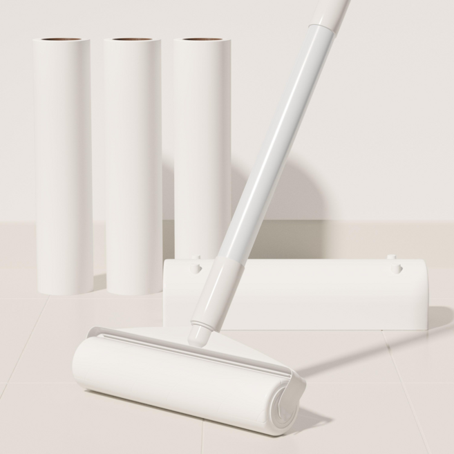 초강력 24cm 사선컷팅 대형 테이프 클리너 롱핸들 3단 본체+리필 90회 4P, 1세트