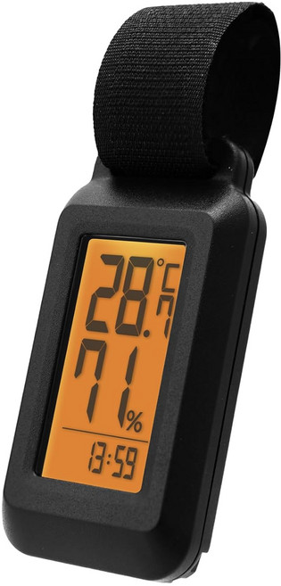 드리텍 휴대용 온습도계 방적 IPX4 시계 기능 백라이트 블랙, 세로형, 1개