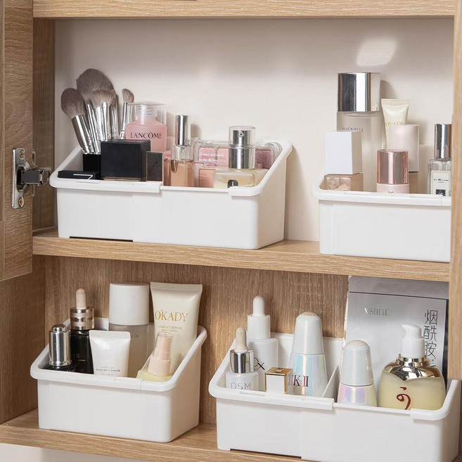 레브하우스 길이조절 분리 칸막이 욕실 수납 정리함, 3개, 화이트