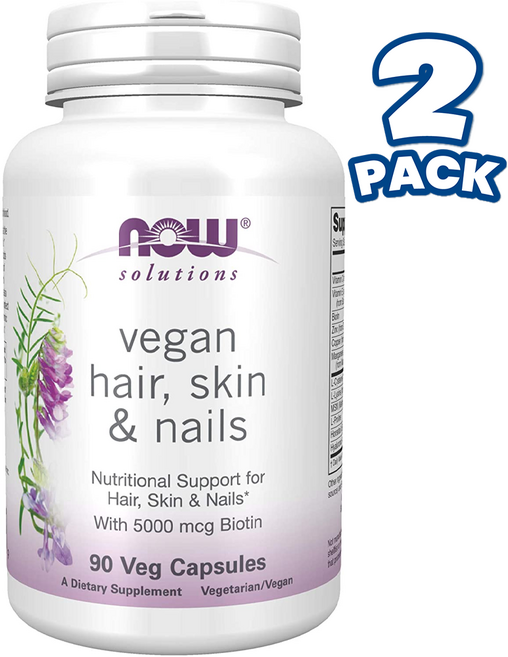 1+1 나우푸드 솔루션 비건 헤어 스킨 네일 비오틴 비타민 msm 90정, 2개