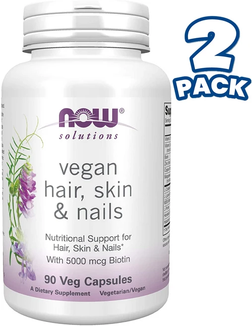 1+1 나우푸드 솔루션 비건 헤어 스킨 네일 비오틴 비타민 msm 90정, 2개 - 쿠팡
