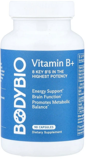 아이허브 비타민B+ 유전자 변형 성분 무함유 캡슐 90정, BodyBio, 비타민B+, 유전자 변형 성분 무함유, 1개 - 쿠팡