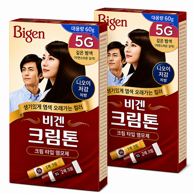 비겐 크림톤 염모제 60g *2팩 5G, 10개, 깊은 밤색