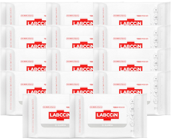 랩신 V3 손소독티슈 20매, 20매입, 14개