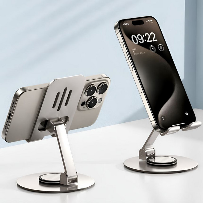 마니모아 360도 회전 접이식 핸드폰 거치대, 1개, 실버