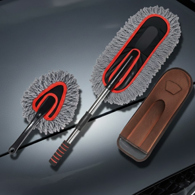 오토픽 흠집방지 길이조절 차량용 먼지털이개 대형 + 소형 + 케이스, 1세트