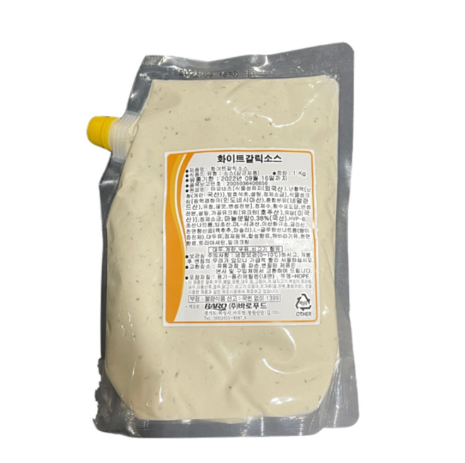 바로푸드 업소용 가정용 대용량 화이트 갈릭 소스 1KG, 1