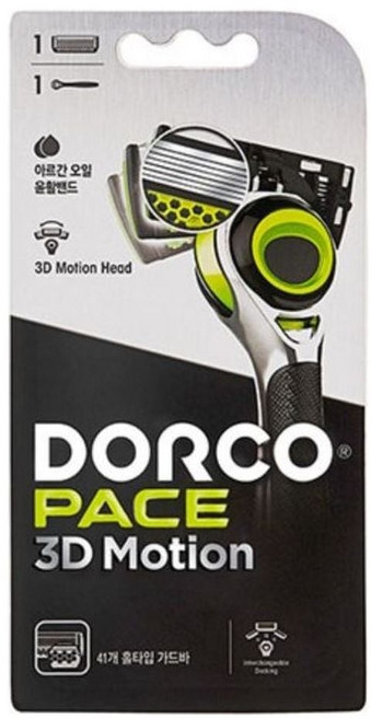 도루코 페이스 3D모션 면도기세트(1호)/DORCO PAC 일회용 남성용 홀타입 가드바, 1개입, 1개