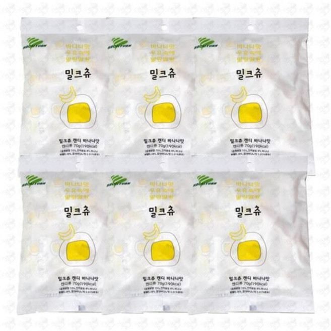 하오리위안 밀크츄 캔디 바나나맛, 70g, 6개