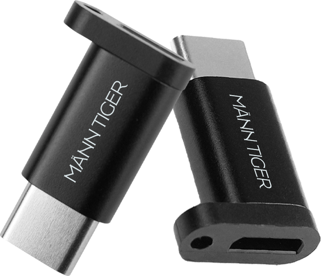 만타이거 마이크로 5핀 to C타입 고속충전 변환 젠더, 1개, 블랙, 24mm
