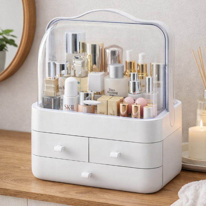 마벨인홈 커버형 서랍 화장품 정리함 특대사이즈, 1개, 화이트