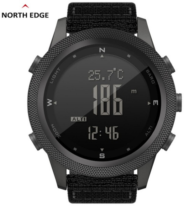 NORTH EDGE APACHE-46 남성용 디지털 시계 야외 스포츠 러닝 수영 고도계 기압계 나침반 WR50M, 1개, 02 Rubber-strap