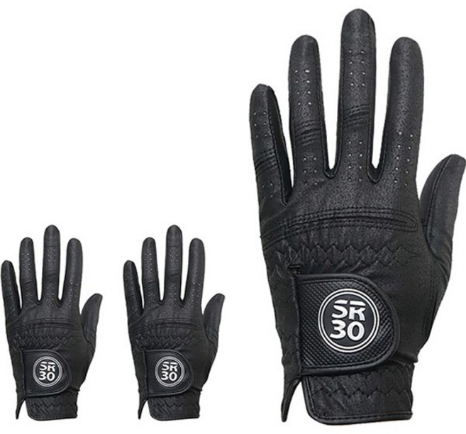 SR30 남성용 스페셜 극세사 합피 골프장갑 왼손착용 3p, 블랙, 3개
