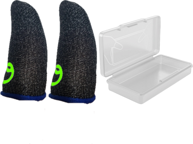 핫쿨스토어 야광 스마트폰 게임 게이밍 골무 + 케이스 세트, 파랑 세트, 1개