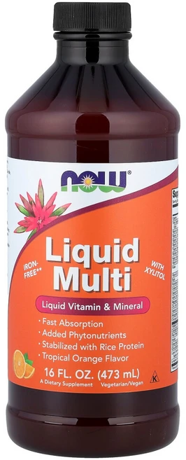 나우푸드 리퀴드 멀티 자일리톨 함유 트로피컬 오렌지 철분 무함유 473ml(16fl oz), 1개, 473ml - 쿠팡