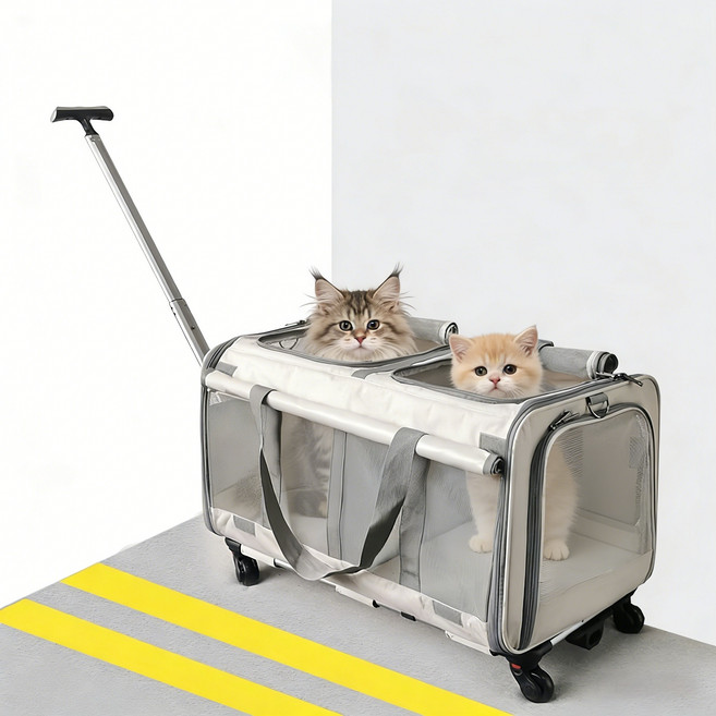 CHENZE 강아지유모차 강아지이동가방 고양이이동장 경량 대용량 캐리어 백팩, 1개, 회색