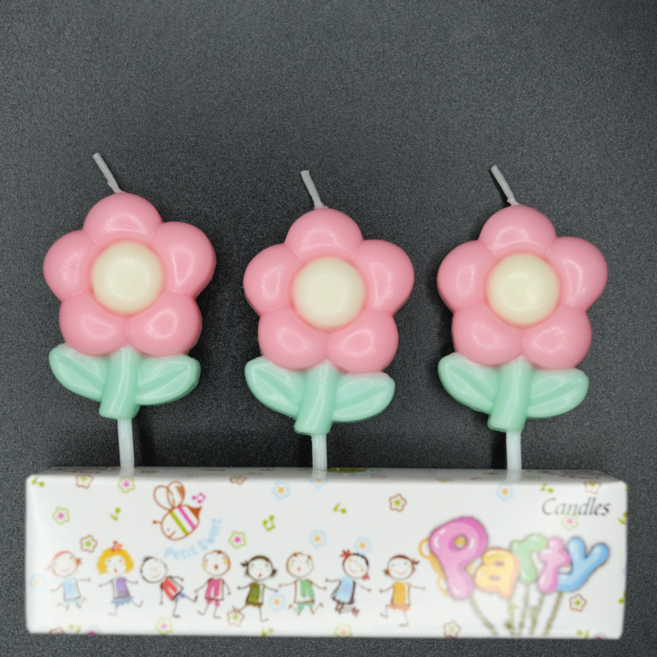 꽃 모양 생일초 케이크 사랑스러운 꽃밭초 감성 데코 촛불, 6개, 20g, 연분홍 꽃밭초