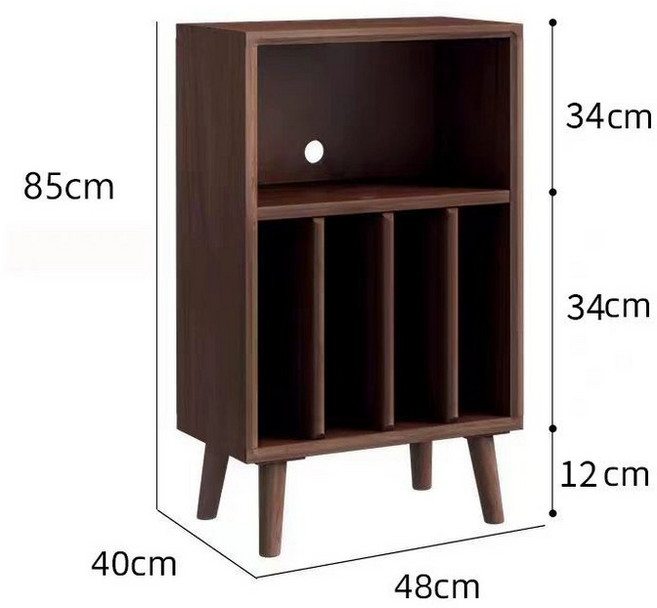 LP 장식장 턴테이블 보관 거치대 레코드판 CD 선반, 레코드 1단계 딥 월넛