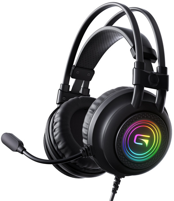 OMIIYA 게이밍 헤드셋 가상 7.1 RGB 초경량 노이즈 캔슬링 마이크 3D, 블랙, H8