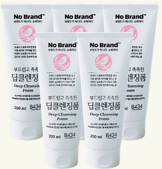 노브랜드 부드럽고 촉촉한 딥클렌징폼, 5개, 200ml
