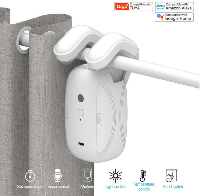 전동커튼 모터 자동커튼 제어 스마트홈 거실커튼 레일커튼 간편 설치 음성 조절 기능, 1개, 리모컨
