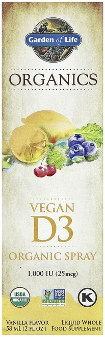 Garden of Life 비건 D3 유기농 스프레이 바닐라 58ml(2fl oz), GardenofLife비건D3유기농스프레이바닐라58ml, 1개, 58ml - 쿠팡