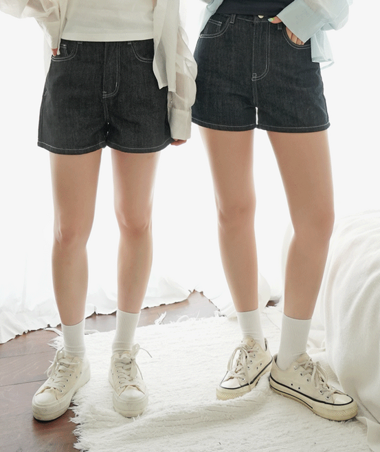 키키코 여름 논페이드생지데님숏팬츠