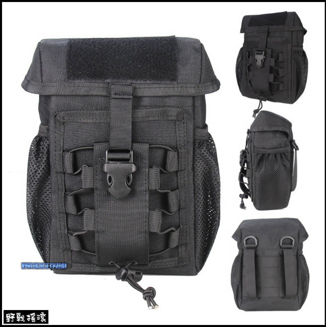 野戰搖滾-生存遊戲 上蓋式 水壺袋 黑色 MOLLE水壺包 腰包 雜物包 側背包 回收袋 醫療包 彈匣袋 工具袋