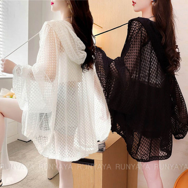 후드 집업 얇은 여름 가디건 비치웨어 루즈핏 초경량 바람막이 후드집업 긴소매 후드 자켓 후드집업래쉬가드 D99U