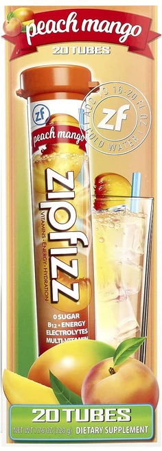 Zipfizz 헬시스포츠 에너지 믹스 비타민B12 피치 망고 튜브 20개입 11g 0.39oz, 1개, 20정 - 쿠팡