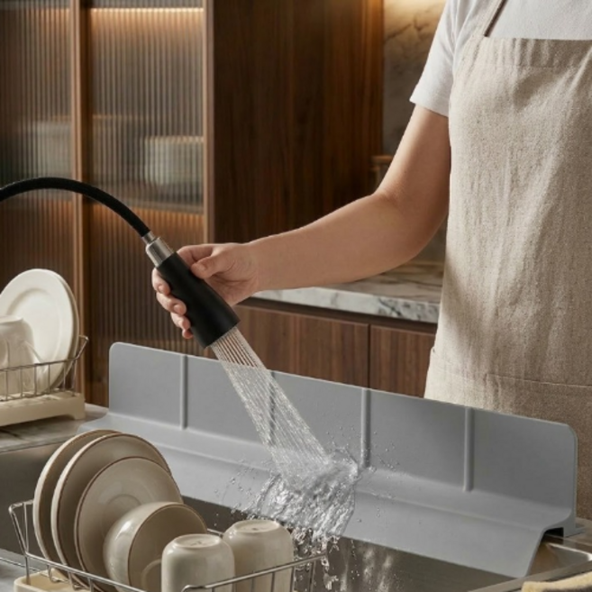 하늬무드 주방 싱크대앞 물막이 설거지 높이9cm, 1개, 그레이