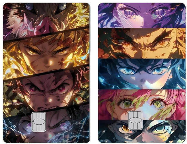 귀멸의칼날 카드스티커 카드커버 체크카드 신용카드 카드스킨 귀칼 카드커스텀, 1세트, 귀살대