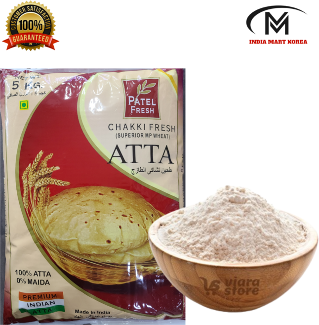 PATEL FRESH CHAKKI AATA 차키 후레쉬 아따 5KG 1개( 통밀가루), 1개