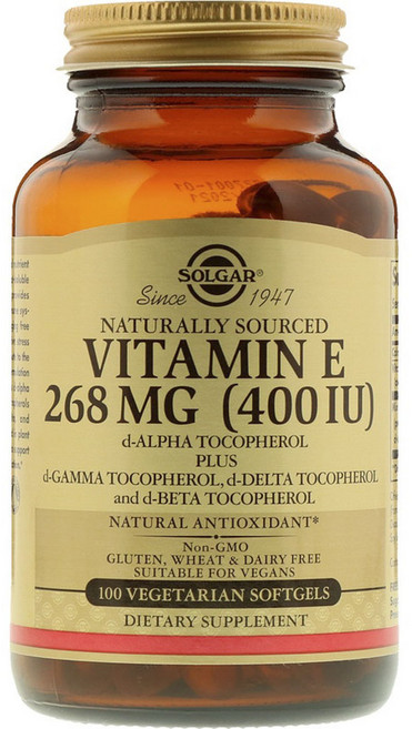 솔가 비타민 E 400IU 믹스드 토코페롤 베지테리안 소프트젤 글루텐 프리 무설탕, 100정, 1개