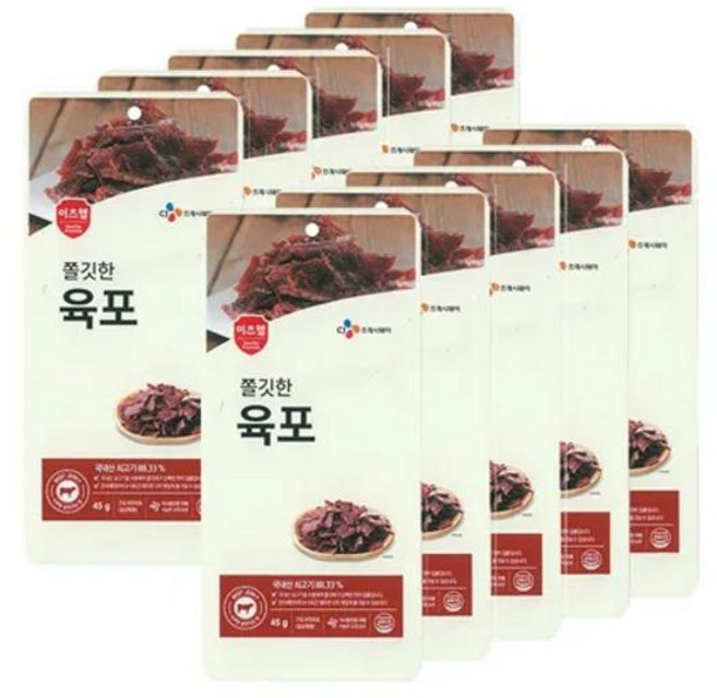 cj 이츠웰 더쫄깃한 육포 45g 10개