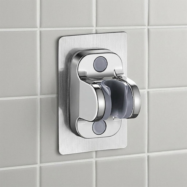 오브제이스 무타공 강력접착 각도조절 샤워기 거치대 1개, 네오 실버