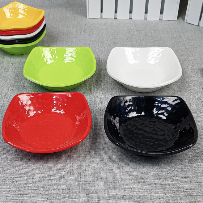 컬러 멜라민 딤플 사각 찬기 BB 반찬접시 앞접시, 컬러멜라민 딤플사각찬기1호 G-1411, 연두, 1개