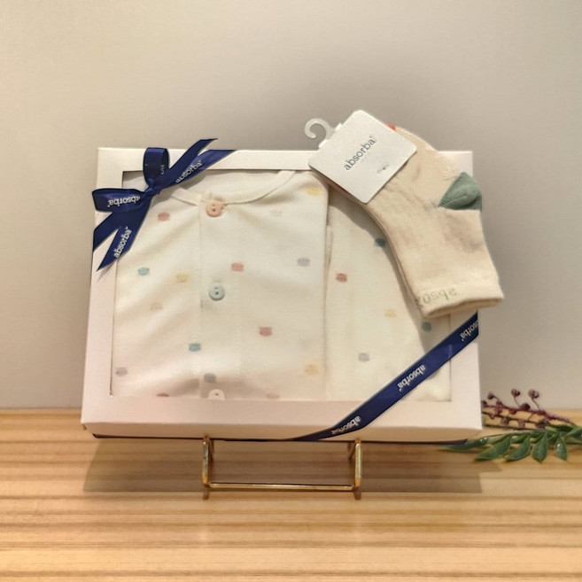 압소바 가볍고 편한 유아 내의 실내복 !![FW 양말 2종 선물]!!뉴컬리 텐셀 내의*AXC10308보니타 단말*AYA32008 (크림) 따뜻하고 귀여운 신생아 선물 출산