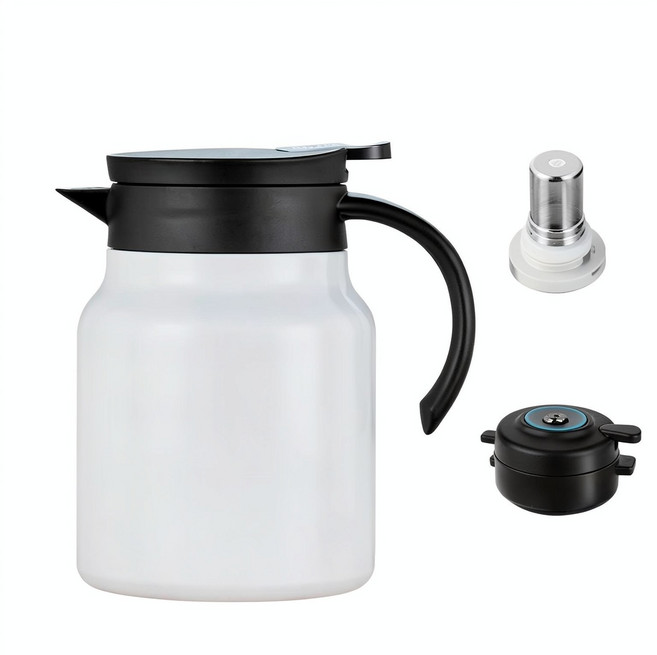 HYPXL 智慧保溫燜茶壺, 升級款智慧顯溫象牙白, 1個, 1000ml