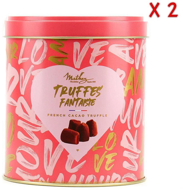 마테즈 팬시 트러플 라즈베리 마카롱 피스 러브 메탈 틴, 2개, 250g