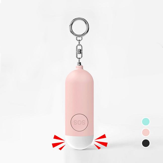 오토림 휴대용 호신 경보기 C타입 충전 130dB 고출력 LED 라이트 키링형, 1개, 핑크