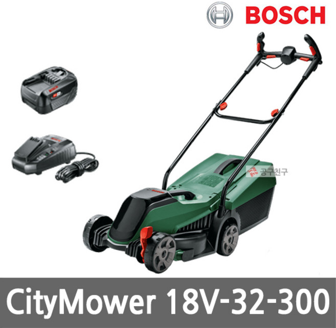 보쉬 CityMower18V-32-300 충전잔디깍기 18V 4.0Ah 세트 예초기, 1세트