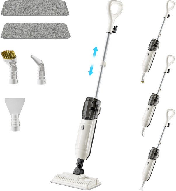 프리티케어 2026년형 고온 스팀청소기 1300W 고압 스팀물걸레청소기 다용도 스팀클리너 리필걸레+다양한 구성품, 화이트, SM01