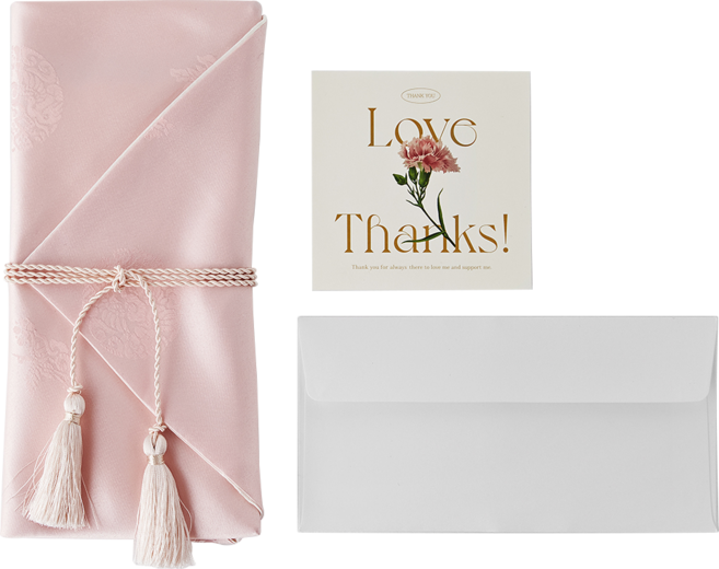 우아한 명절 용돈 봉투 예단봉투 보자기봉투, 연분홍, 1개