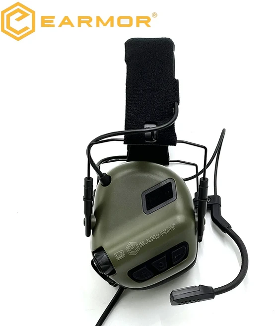 EARMOR 전술 헤드셋 M32 SE 액티브 슈팅 귀마개 헬멧 레일 어댑터 포함 DIY 마운트, 05 Green headset