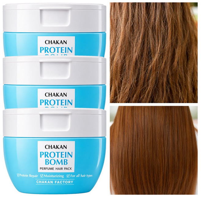 단백질 헤어 트리트먼트 미용실 퍼퓸 헤어팩 극손상 복구 손상모 두피 셀프 클리닉 머리영양제, 400ml, 3개