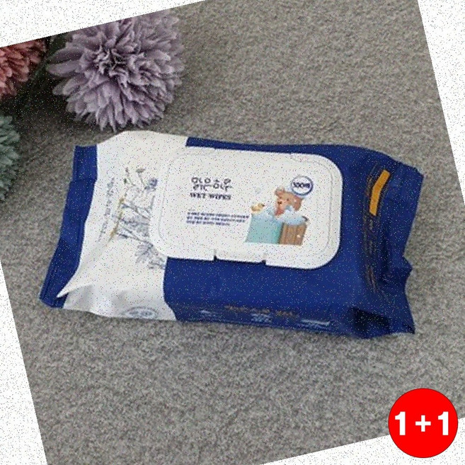 맑은하루청소용품 청소용품 물티슈 남색 100매 캡형 위생용품 아기용티슈 항균물티슈(1+1옵션 주문수량의 2배수량 배송)